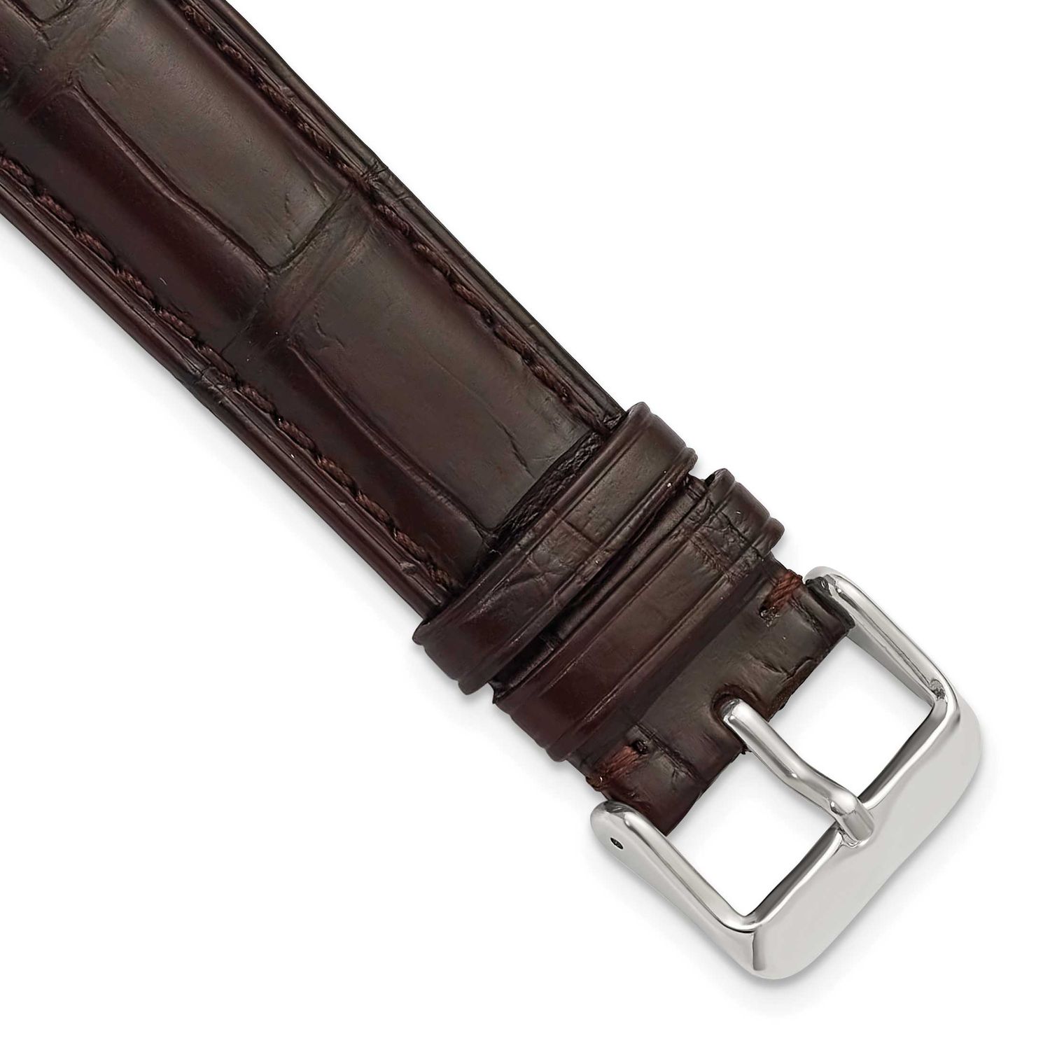 Debeer 20mm Brown Matte Long Genuine Alligator Chrono Leather with Silver-Tone Buckle 8.5 Inch Watc…
