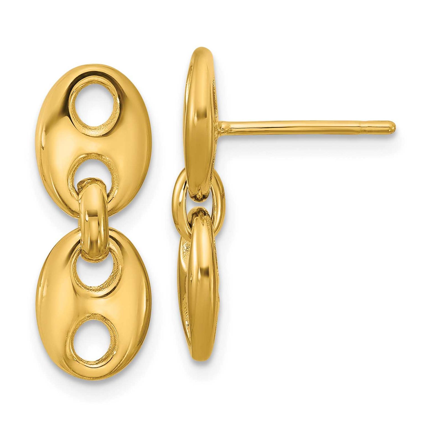 Hollow Dangle Post Earrings 14k Gold Polished LE2770 196904275795