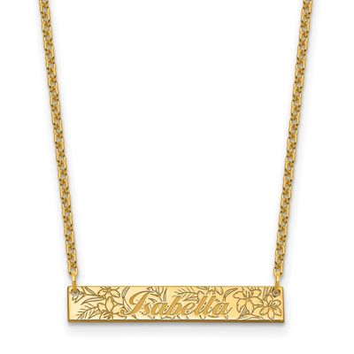 Name and Birth Flower Bar Necklace Sterling Silver Gold-plated XNA1476GP