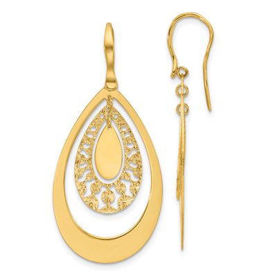 Diamond-Cut Teardrop Dangle Earrings 14k Gold Polished LE2758 196904337738