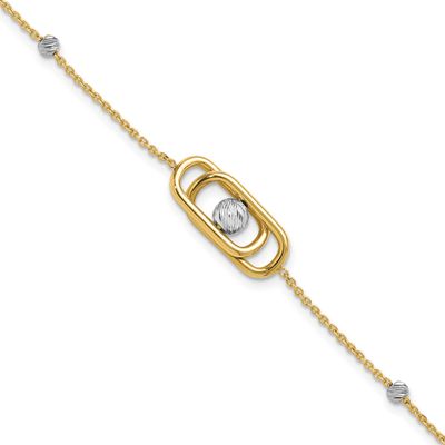 Diamond-Cut Fancy with 1 Inch Extender Bracelet 14k Two-tone Gold Polished LF1933-7 196904340318