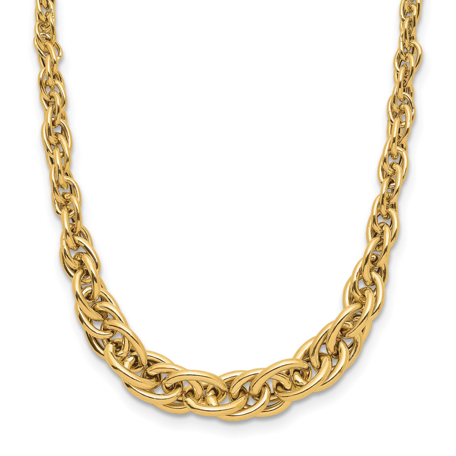 Graduated Fancy Link Necklace 14k Gold Polished LF1987-18 196904317075