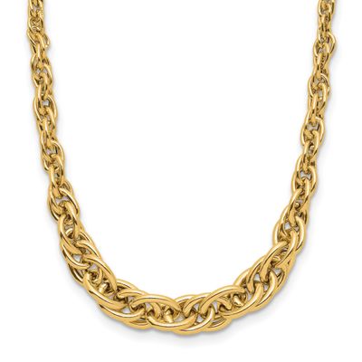 Graduated Fancy Link Necklace 14k Gold Polished LF1987-18 196904317075