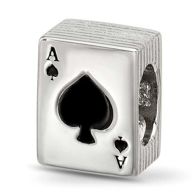 Enamel Deck of Cards with Spades Showing Bead Sterling Silver QRS4564 196904279113