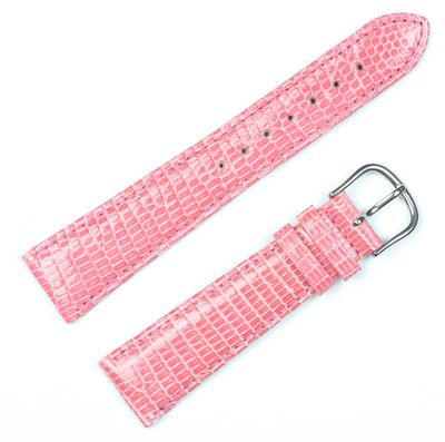 Debeer 18mm Short Rose Genuine Lizard Leather with Silver-Tone 6.75 Inch Watch Band 325S-18