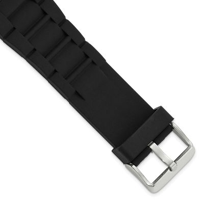 Debeer 20mm Black Link Style Silicone Rubber with Brushed Stainless Steel Buckle 8.5 Inch Watch Ban…