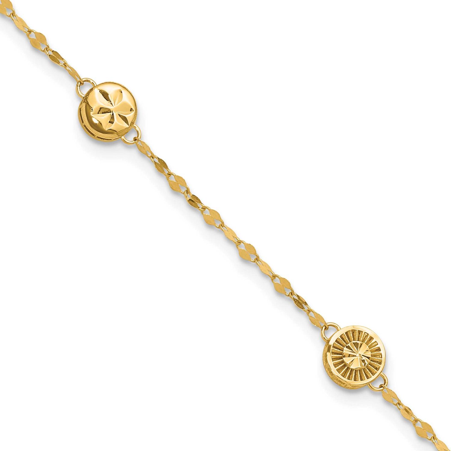 Diamond-Cut Disc Design Bracelet 14k Gold Polished LF2045-7.5 196904343227