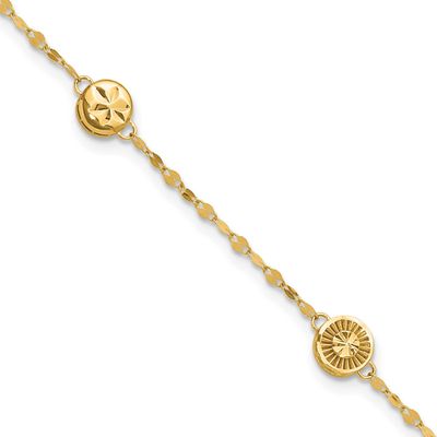 Diamond-Cut Disc Design Bracelet 14k Gold Polished LF2045-7.5 196904343227