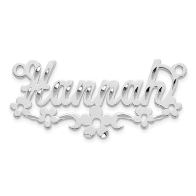 Diamond-Cut Flower Name Plate 10k White Gold 10XNA1532W
