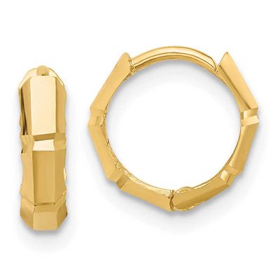 Diamond-Cut Huggie Hoop Earrings 10k Gold Polished 10LE674