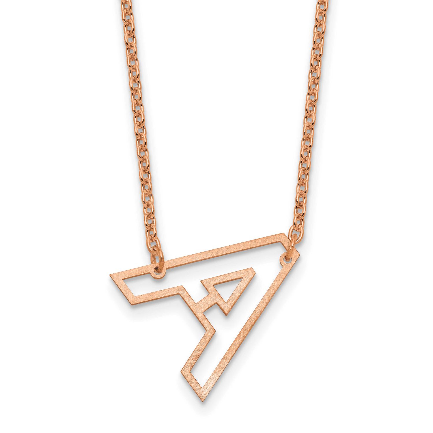 Rose-Gold Sideways Cut-Out Initial A Necklace Sterling Silver XNA1473RP/A