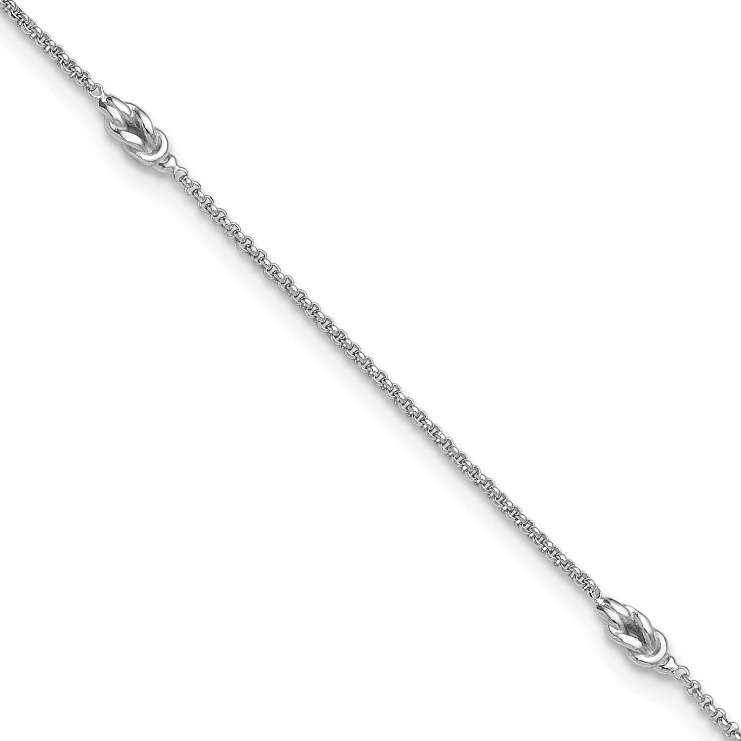 Polished Knots 9 Inch Plus 1 Inch Extender Anklet Sterling Silver Rhodium-plated QLF1479-9