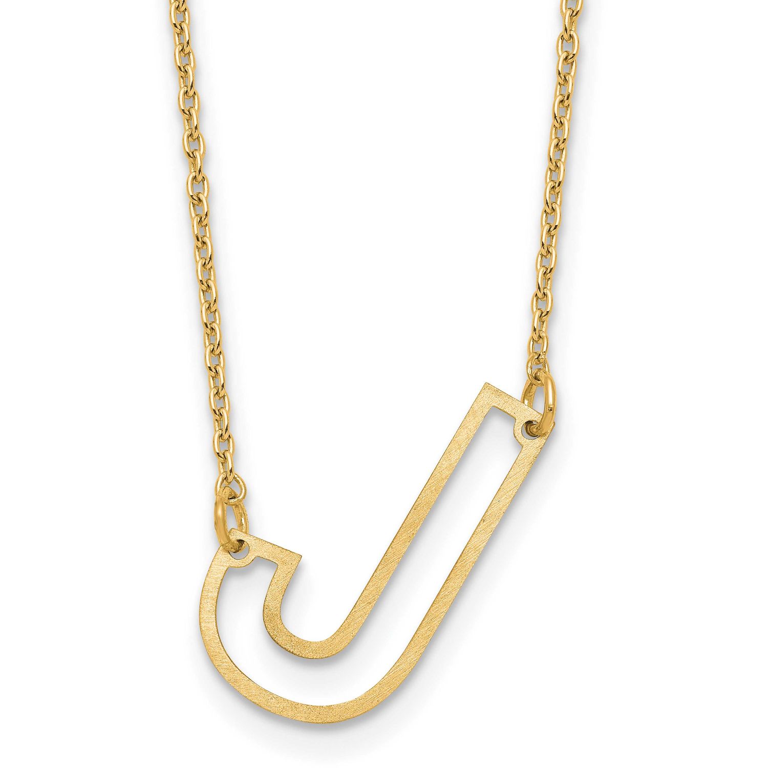 Sideways Cut Out Initial J Necklace Sterling Silver Gold-plated XNA1473GP/J