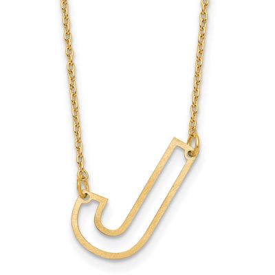 Sideways Cut Out Initial J Necklace Sterling Silver Gold-plated XNA1473GP/J