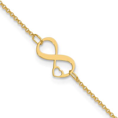 Infinity Open Heart 9 Inch Plus 1 Inch Extender Anklet 14k Two-tone Gold Polished LF1907-9 19690434…