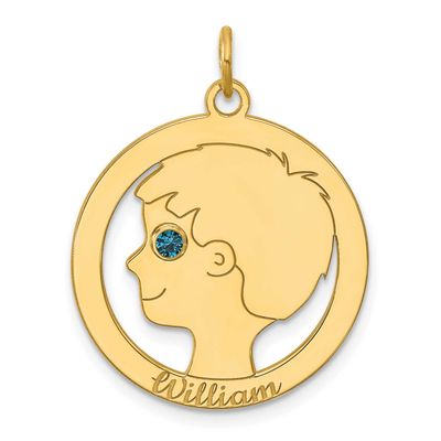Boys Silhouette with Birthstone Charm 14k Gold XNA1544Y