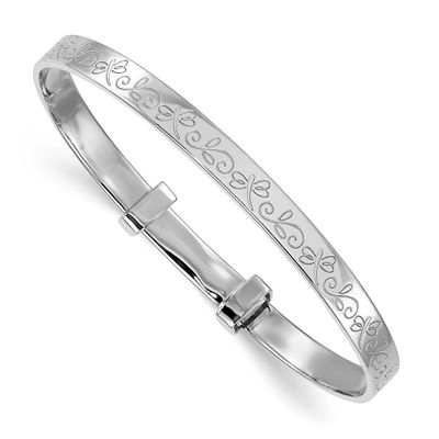 Dragonfly Children&#39;s Adjustable Bangle Sterling Silver Rhodium-plated QB1650