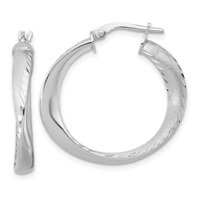 Polished Hoop Earrings Sterling Silver Rhodium-plated QLE1489