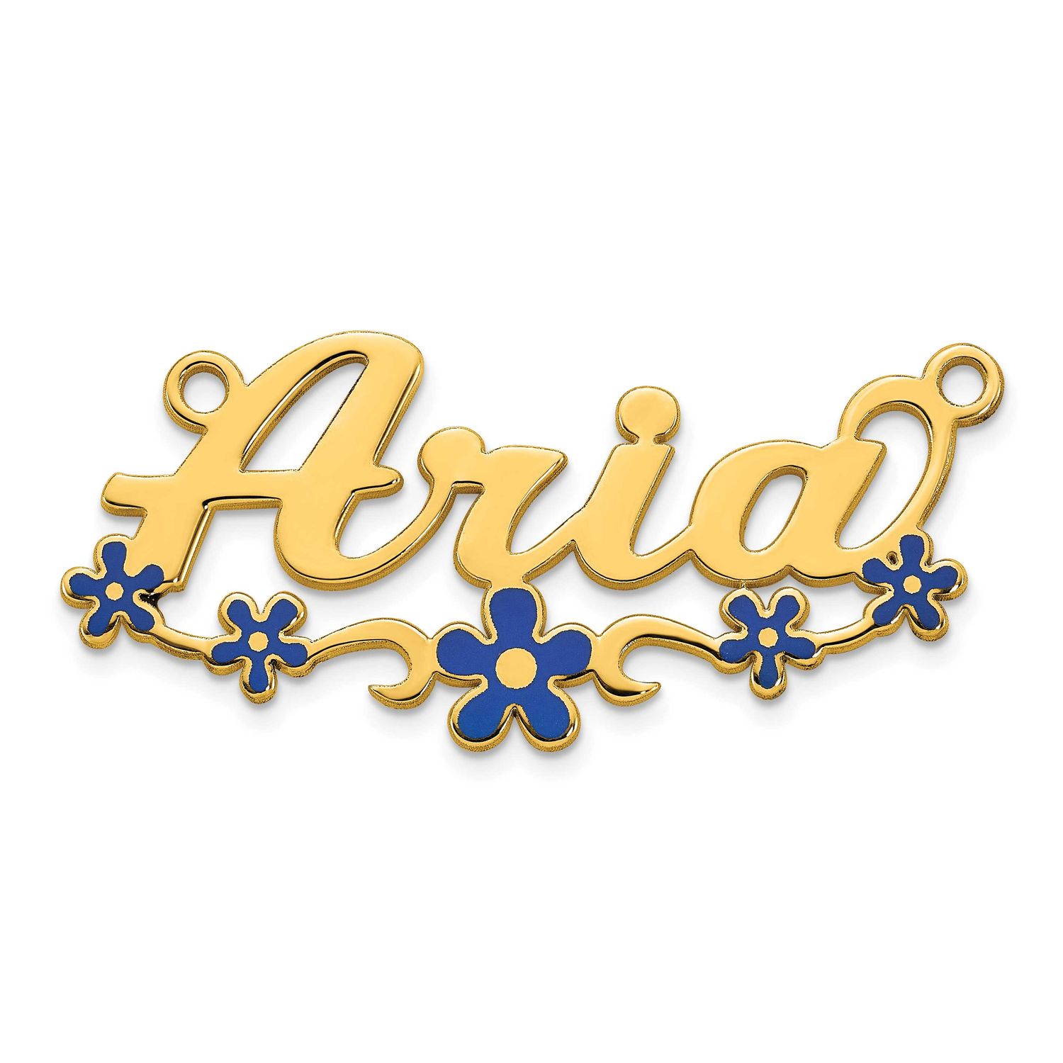 Epoxy Flower Name Plate Sterling Silver Gold-plated XNA1493GP