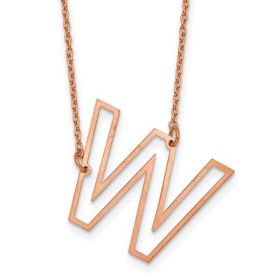 Rose Gold-Plated Sideways Cut Out Initial W Necklace Sterling Silver XNA1473RP/W