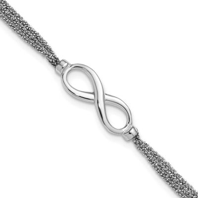 Multi-Strand Infinity with 1 Inch Extender Bracelet Sterling Silver Rhodium-plated QLF1468-7