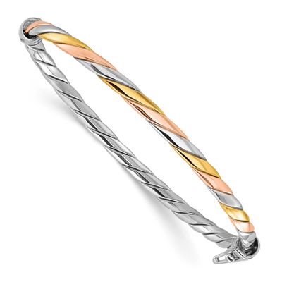 Gold and Rose-Tone Hinged Bangle Sterling Silver Rhodium-plated QLF1405 196904346846