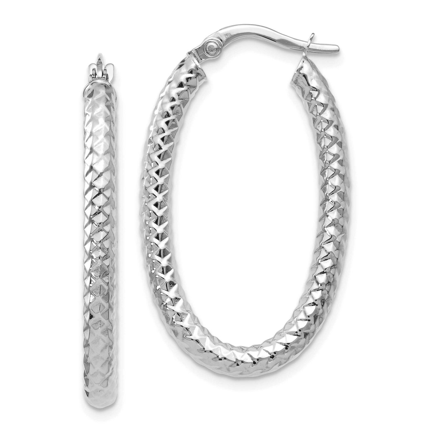 Foreverlite White Gold Polished and Textured Earrings 10k Gold 10LE664W