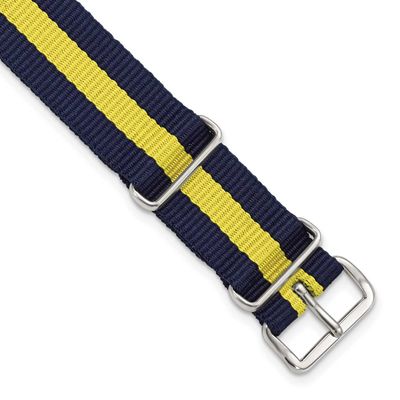 Debeer 18mm One-Piece Navy with Yellow Stripe Military Ballistic G10 Nylon with Silver-Tone Buckle …