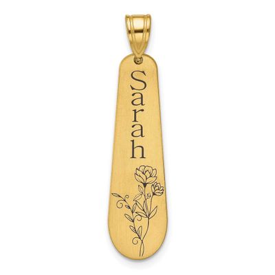 Gold-Plated Brushed Name and Birth Flower Pendant Sterling Silver XNA1477GP