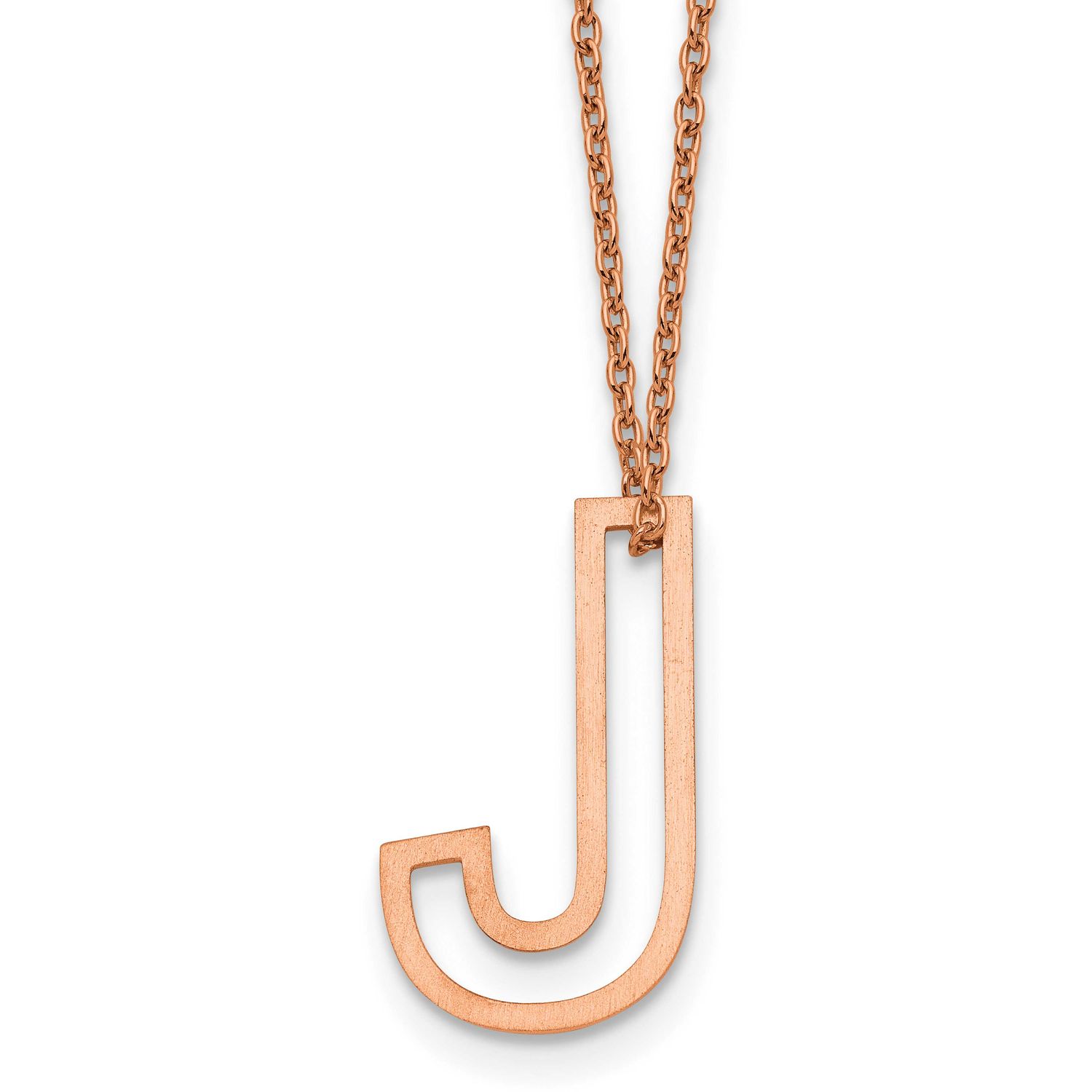 Rose Gold-Plated Cut Out Slide Initial J Necklace Sterling Silver XNA1474RP/J