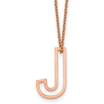 Rose Gold-Plated Cut Out Slide Initial J Necklace Sterling Silver XNA1474RP/J