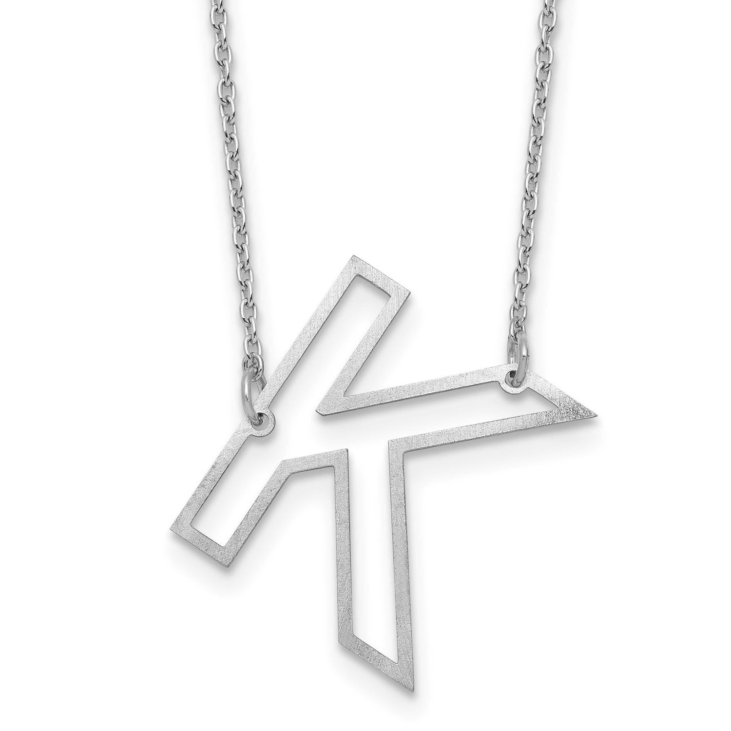 Sideways Cut Out Initial K Necklace Sterling Silver XNA1473SS/K