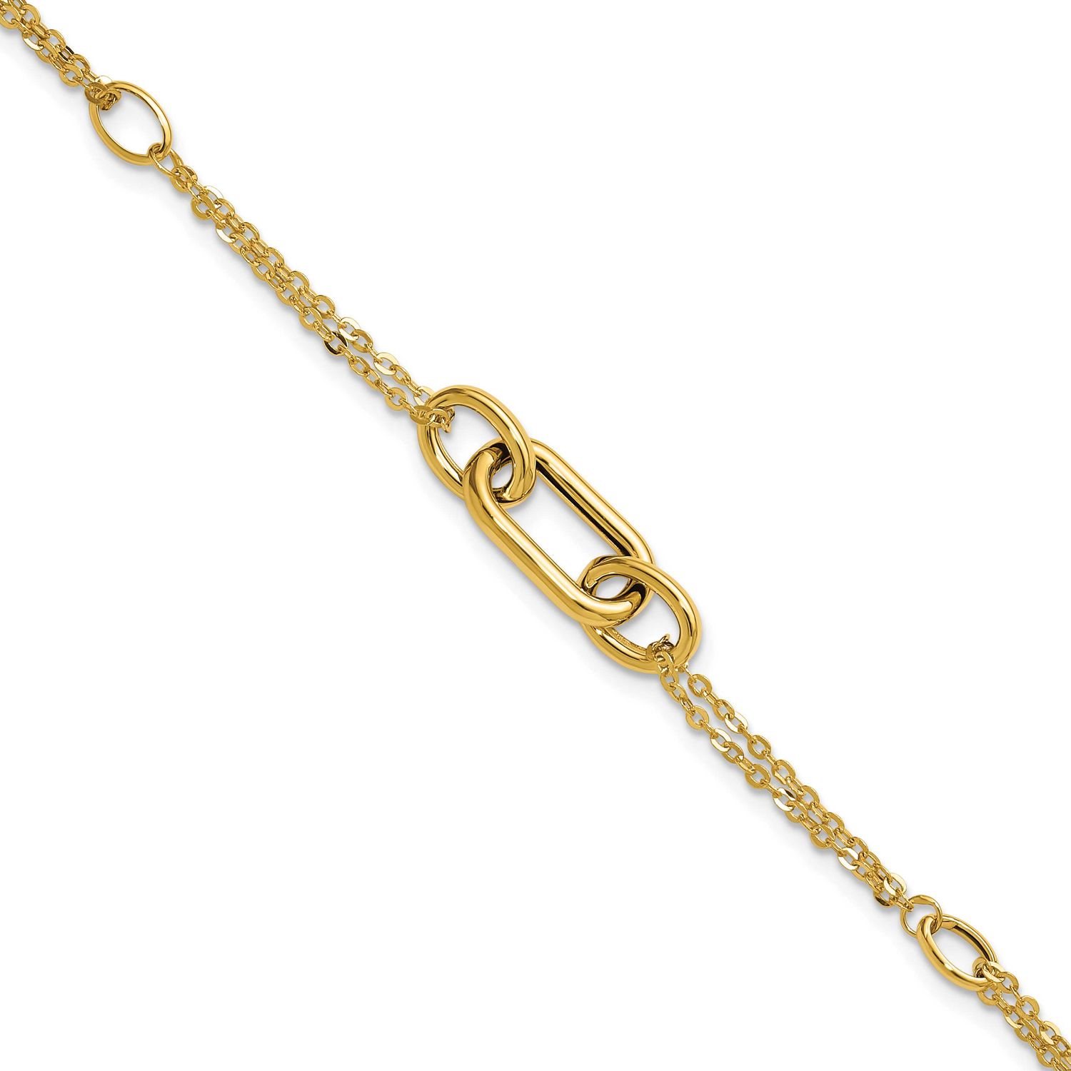 Fancy Two-Strand Link Bracelet 14k Gold Polished LF2233-7.25 196904316733