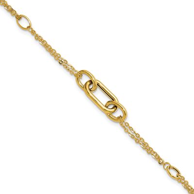 Fancy Two-Strand Link Bracelet 14k Gold Polished LF2233-7.25 196904316733