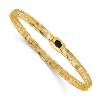 Onyx Mesh Slip-On Stretch Bracelet 14k Gold Polished LF2069 196904288290