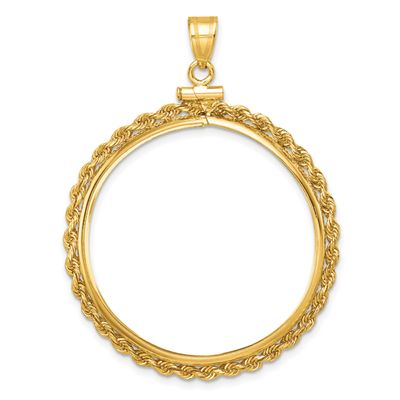Rope 32.0mm x 2.85mm Screw Top Coin Bezel Pendant 10k Gold Polished 10C1215/32.0