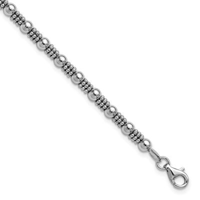 Fancy Beaded with 1 Inch Extender Bracelet Sterling Silver Rhodium-plated QLF1446-7.25 196904321744