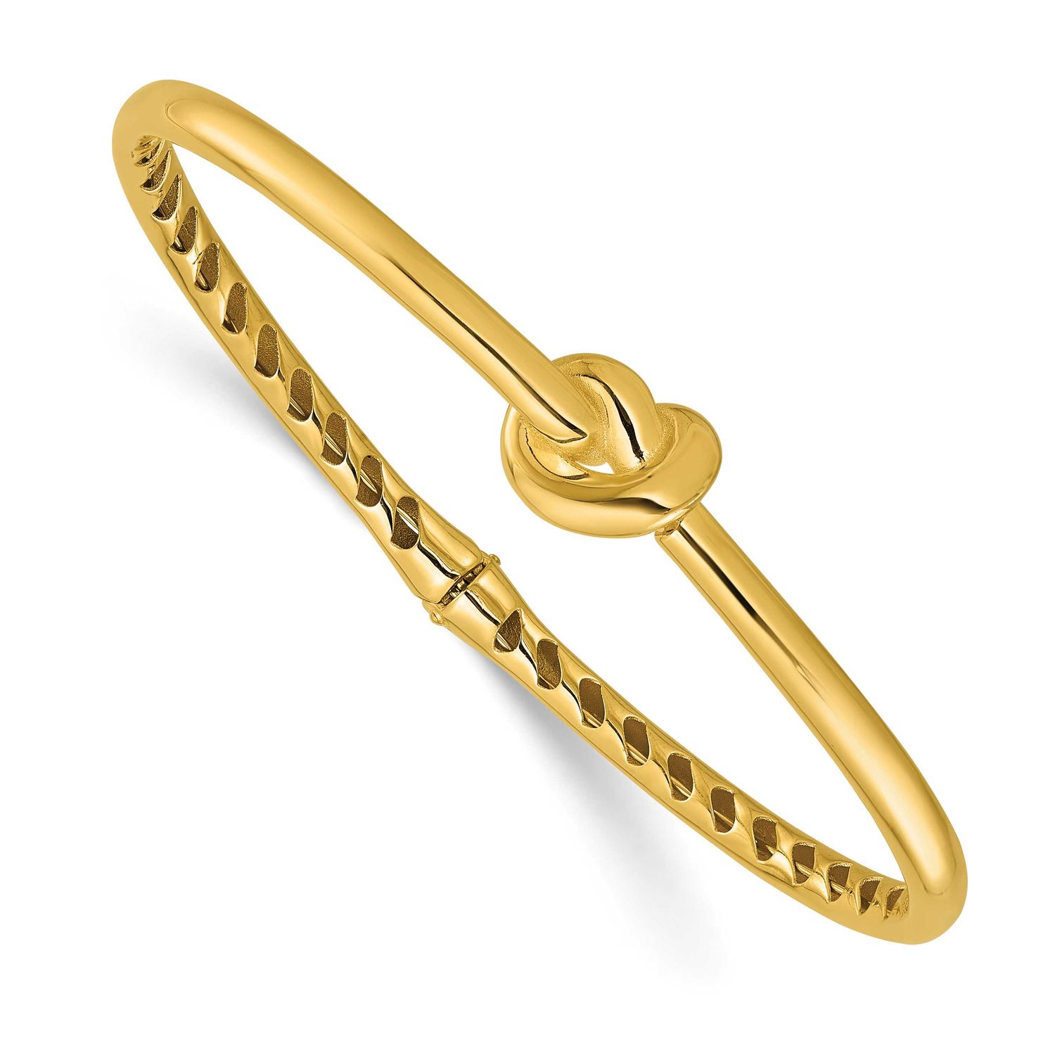 Hollow Knot Hinged Bangle 14k Gold Polished LF2060 196904288320