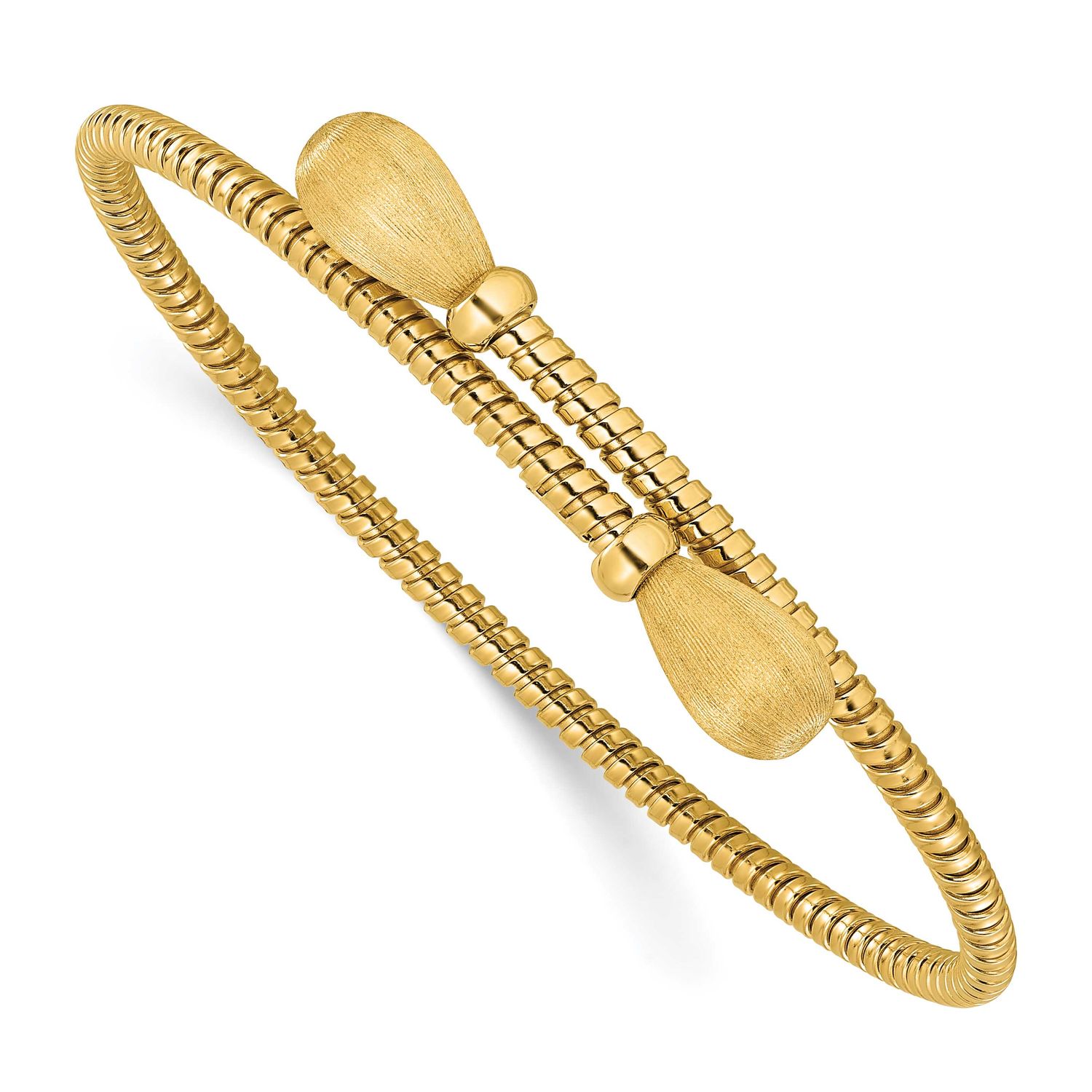 Bypass Cuff Bangle 14k Gold Polished and Brushed LF1902 196904326732