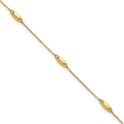 Bead Station 9 Inch Plus 1 Inch Extender Anklet 14k Gold Polished LF2087-9 196904275948