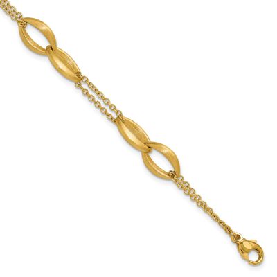 2-Strand Navette Link Bracelet 14k Gold Polished and Brushed LF2234-7.5