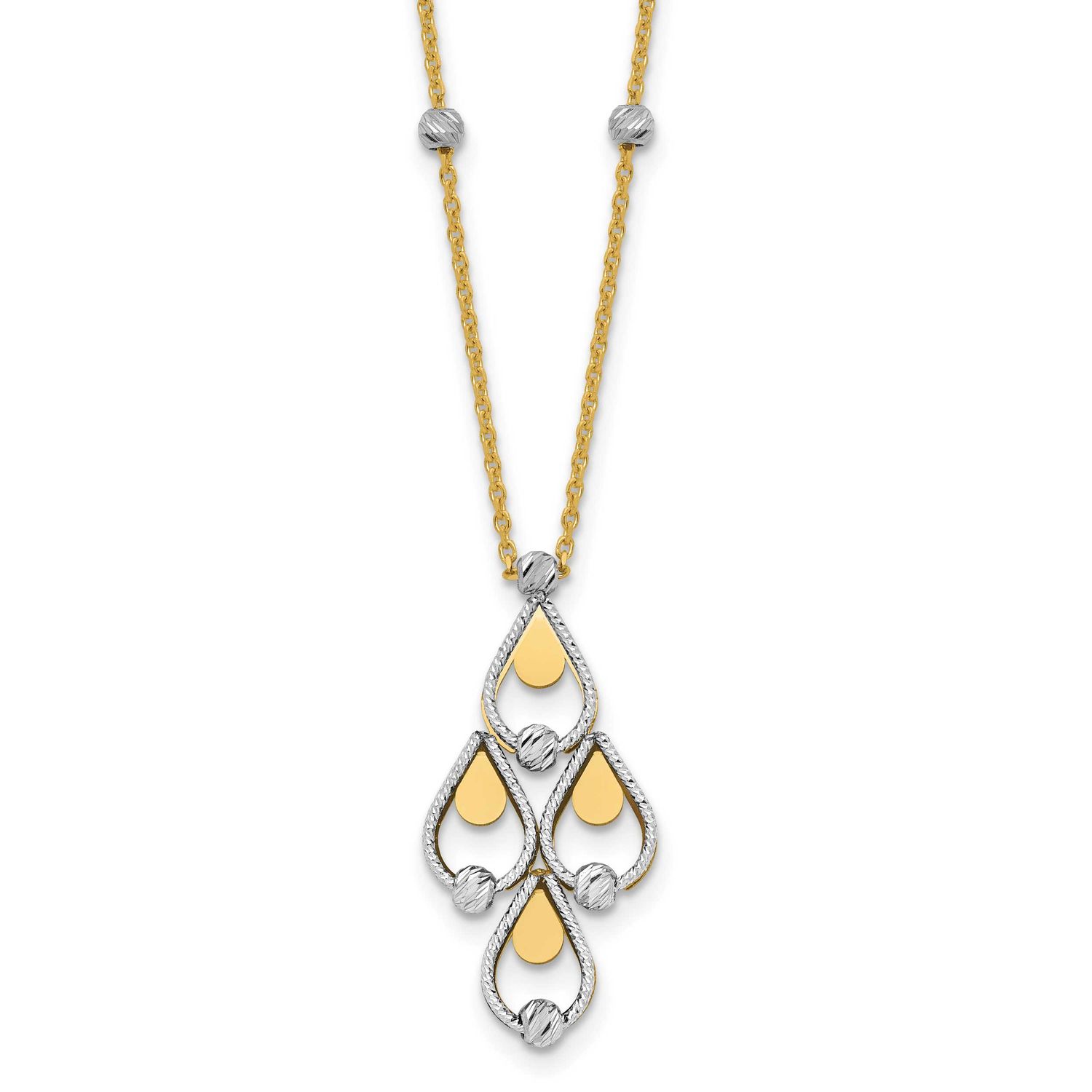 Tt Polished / Diamond-Cut Chandelier with .5 Inch Extender Necklace 14k Gold LF2063-16.5 1969042758…