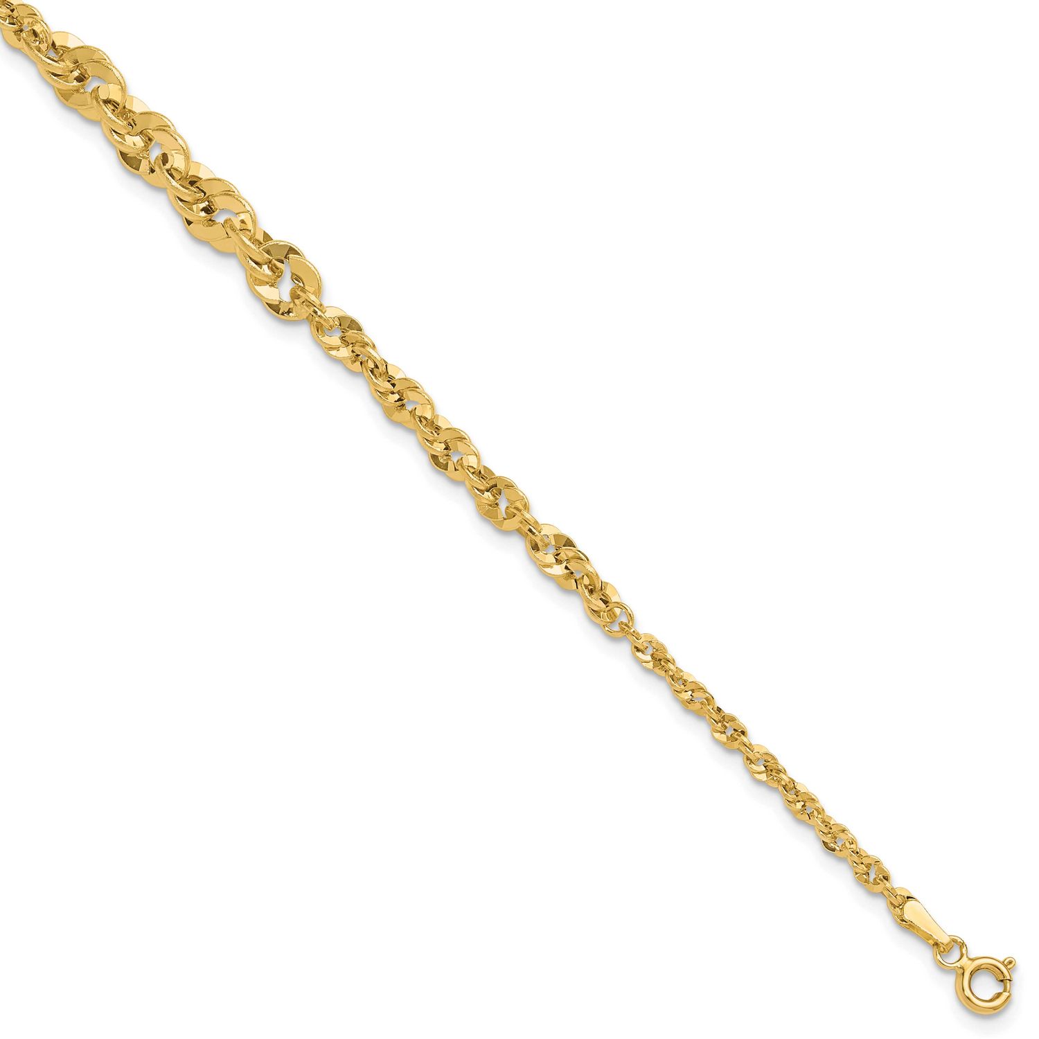 Diamond-Cut Fancy Link Graduated 7.5 Inch Bracelet 14k Gold Polished LF1825-7.5 196904317082