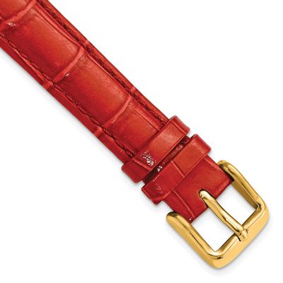 Debeer 14mm Red Crocodile Grain Chronograph Leather with Gold-Tone Buckle 6.75 Inch Watch Band BAY1…