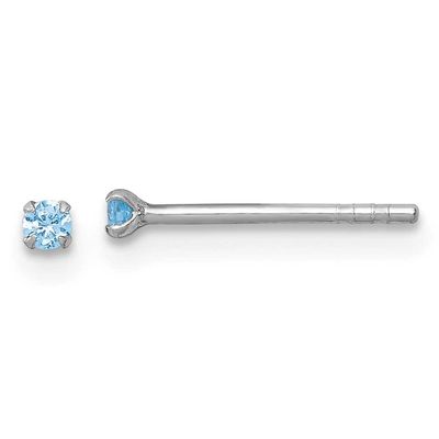 Madi K Blue 2mm CZ Children&#39;s Stud Post Earrings Sterling Silver Rhodium-plated QE18299