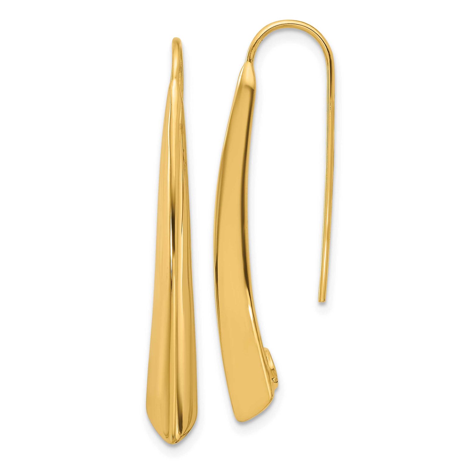 Drop Bar Threader Earrings 14k Gold Polished LE2615 196904198100