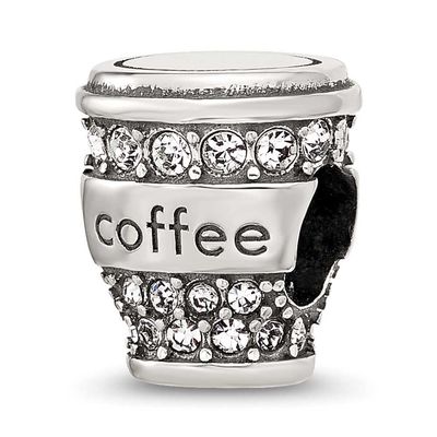 Crystal To-Go Coffee Cup Bead Sterling Silver QRS4525 196904279144