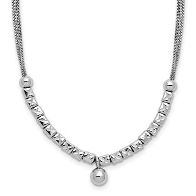 Pol. Fancy 2-Strand with 2 Inch Extender Necklace Sterling Silver Rhodium-plated QLF1425-16 1969043…