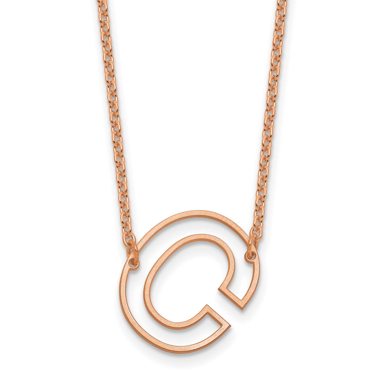 Sideways Cut Out Initial C Necklace 14k Rose Gold XNA1473R/C