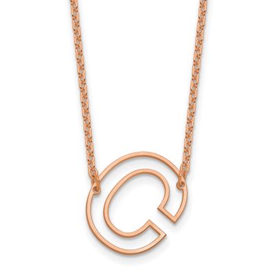 Sideways Cut Out Initial C Necklace 14k Rose Gold XNA1473R/C